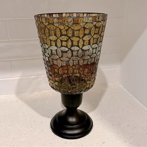 Mosaic Glass Platform Hurricane Candle Vase